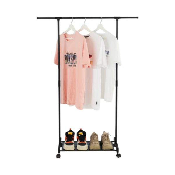 Τροχήλατη κρεμάστρα δαπέδου με ράφι παπουτσιών - 522183