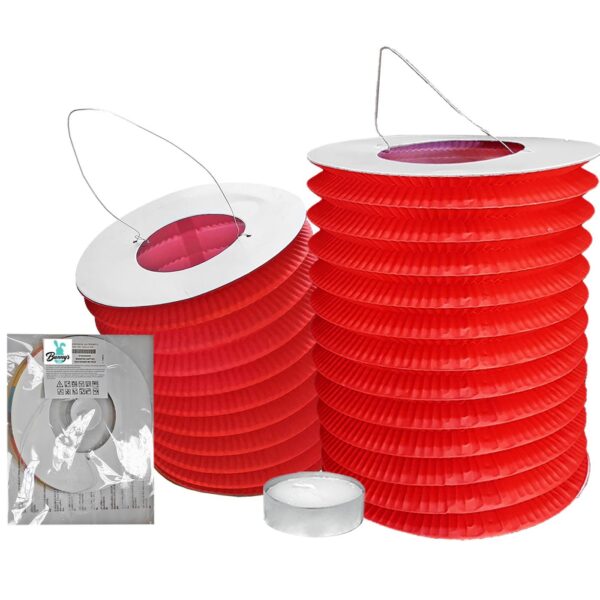 Φαναράκι Χάρτινο Κόκκινο με Ρεσώ 25 x ø16cm Bunny's 9330