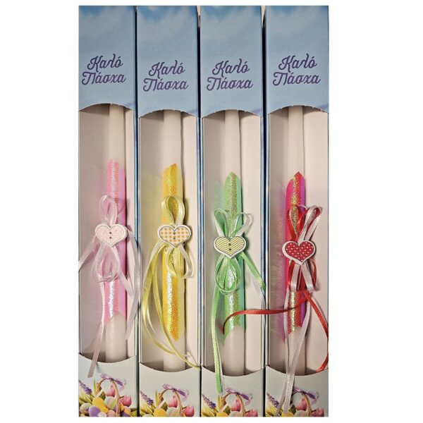 Λαμπάδα Κορδόνια Καρδιά Χρωματιστή Κουτί 38cm x ø18mm Bunny's 931512