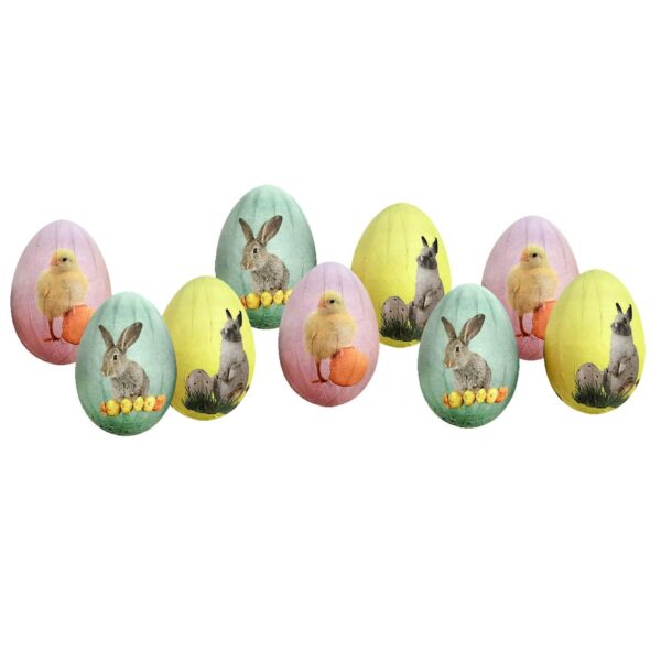 Αυγα Χάρτινα με Σχέδια Λαγός-Πουλάκι 9τεμ 6cm Bunny's 932093