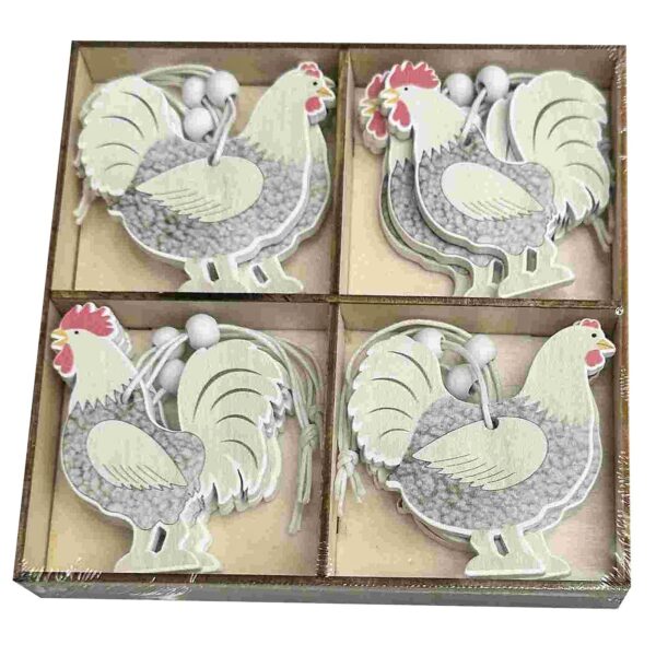 Κότες Ξύλινες Κρεμαστές σετ=12τεμ Ξύλινο κουτί=13x13cm Bunny's 932206