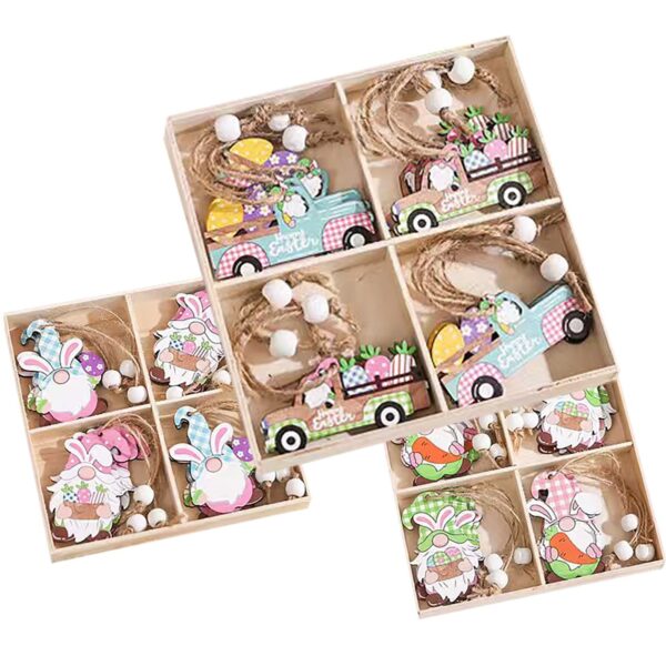 Στολίδια Ξύλινα Αμάξια, Λαγουδάκια Σετ=12 τεμ 6cm Bunny's 932264