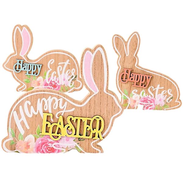 Λαγός Ξύλινος Επιτραπέζιος Happy Easter 15x12x1,8cm Bunny's 932266