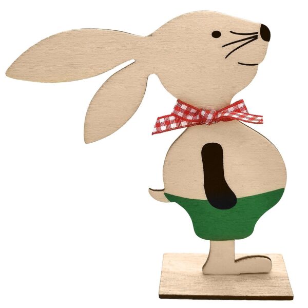 Ξύλινο Διακοσμητικό με Λαγό & Φιόγκο 12x10,5cm Bunny's 932290