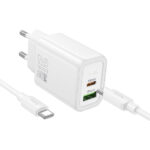 HOCO TRAVEL CHARGER N61 PD QC3.0 3A 20W + DATA CABLE TYPE C white - Image 2